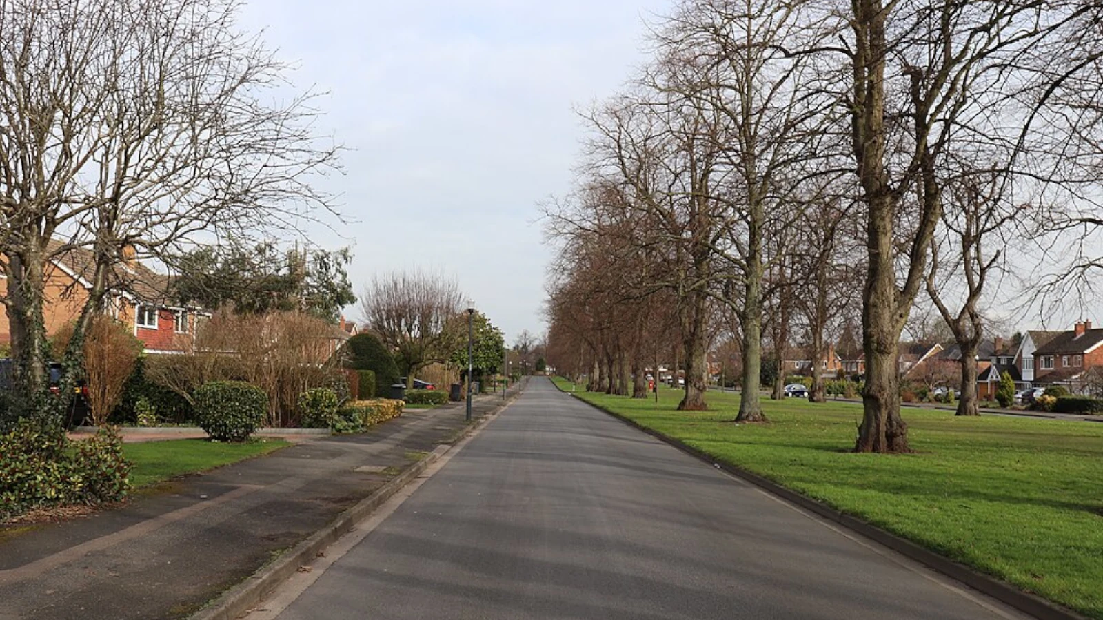 Photograph of a quiet residential street in Leamington Spa