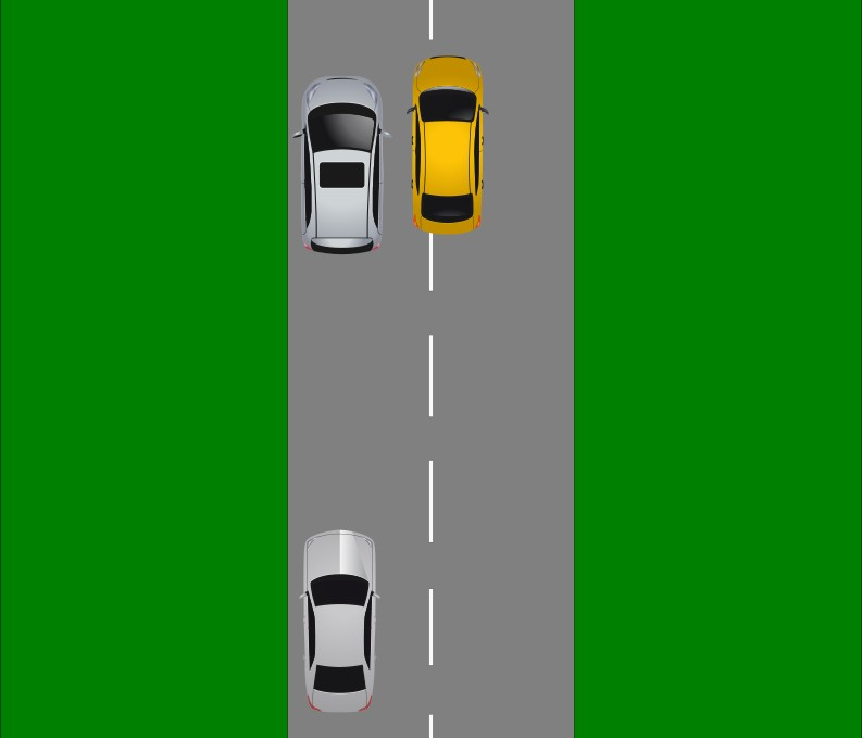 Diagram of a car preparing to reverse into a parking space