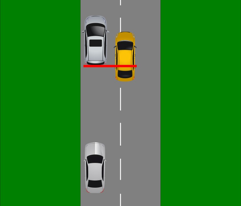 Diagram of a car preparing to reverse into a parking space